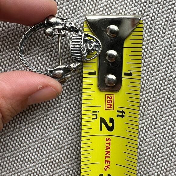 Sterling Silver Cat Pin Brooch Marked 925 Vintage Circular Wreath Kittens - Picture 9 of 9